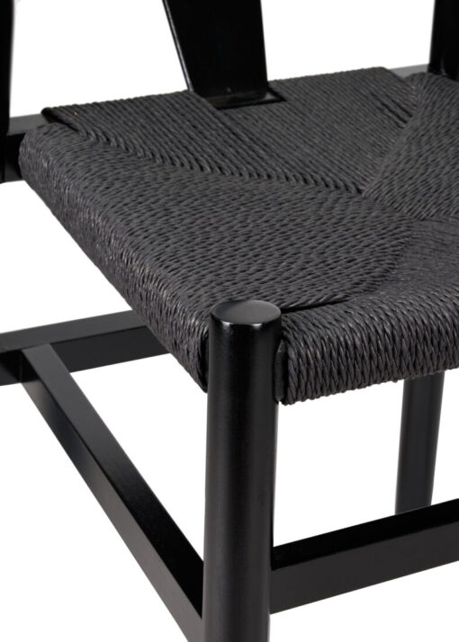 Black Wood Wishbone Chair with Black Rope Seat by Chivari CWHWBB-ZG-T Detail Shot