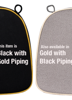 Black with Gold Piping. Gold with Black PIping