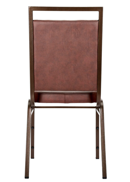 Brown Vinyl on Copper Vein Steel Frame Square Back Banquet Chair by Chivari CQSVBR-ZF-T