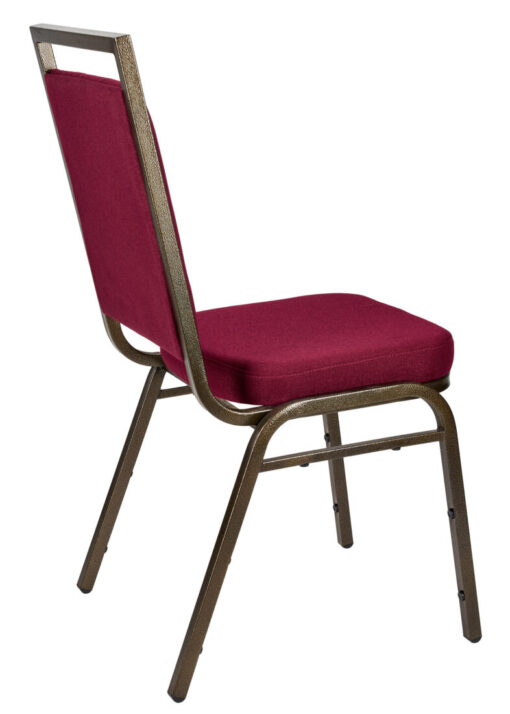 Burgundy Fabric on Gold Vein Frame Square Back Banquet Chair by Chivari CQSFBU-ZF-T