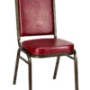 Burgundy Vinyl on Gold Vein Steel Frame, Square Back Banquet Chair by Chivari CQSVBU-ZF-T