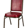 Burgundy Vinyl on Gold Vein Steel Frame, Square Back Banquet Chair by Chivari CQSVBU-ZF-T