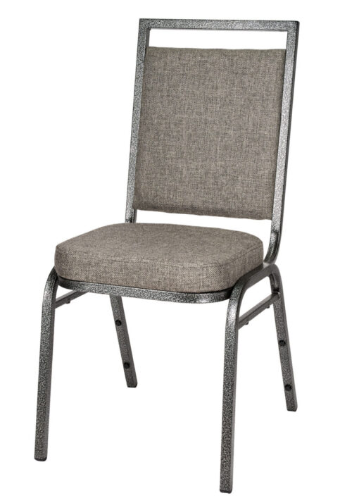 Charcoal Grey Fabric on Silver Vein Frame Square Back Banquet Chair by Chivari