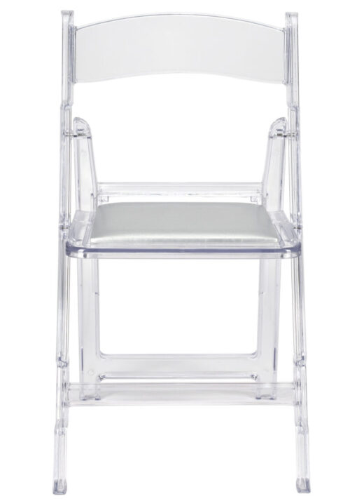 Clear with Silver Vinyl Cushion Resin Folding Chair CFRCL4-HB-T