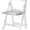 Clear with Silver Vinyl Cushion Resin Folding Chair CFRCL4-HB-T