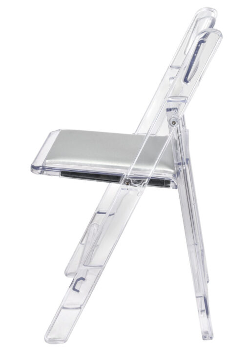 Clear with Silver Vinyl Cushion Resin Folding Chair CFRCL4-HB-T