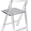 Clear with Silver Vinyl Cushion Resin Folding Chair CFRCL4-HB-T