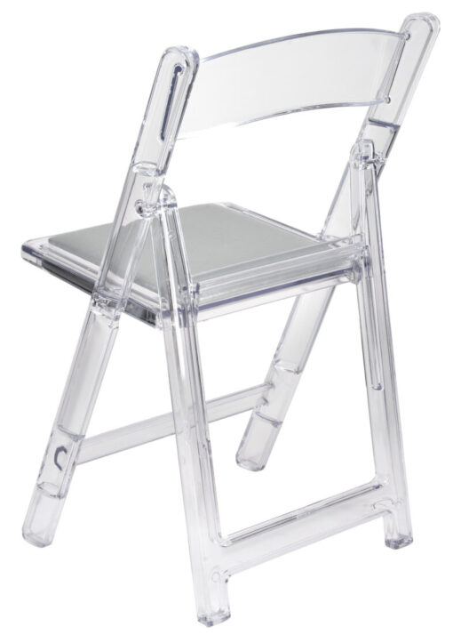 Clear with Silver Vinyl Cushion Resin Folding Chair CFRCL4-HB-T