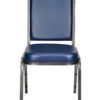 Navy Blue Vinyl on Silver Vein Steel Frame Square Back Banquet Chair by Chivari CQSVBLU-ZF-T