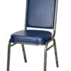 Navy Blue Vinyl on Silver Vein Steel Frame Square Back Banquet Chair by Chivari CQSVBLU-ZF-T