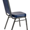 Navy Blue Vinyl on Silver Vein Steel Frame Square Back Banquet Chair by Chivari CQSVBLU-ZF-T