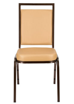 Tan Vinyl on Copper Vein Steel Frame Square Back Banquet Chair by Chivari CQSVTN-ZF-T