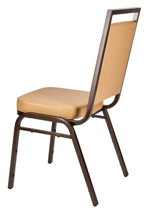 Tan Vinyl on Copper Vein Steel Frame Square Back Banquet Chair by Chivari CQSVTN-ZF-T