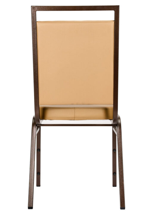 Tan Vinyl on Copper Vein Steel Frame Square Back Banquet Chair by Chivari CQSVTN-ZF-T