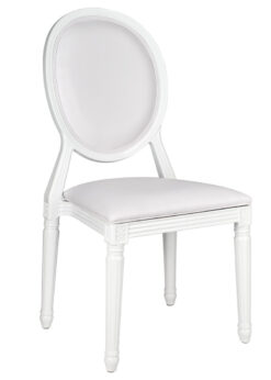 White Resin Louis Pop Chair with White Vinyl Seat and Back by Chivari CLPRWWW-ZG-T