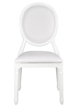 White Resin Louis Pop Chair with White Vinyl Seat and Back by Chivari CLPRWWW-ZG-T