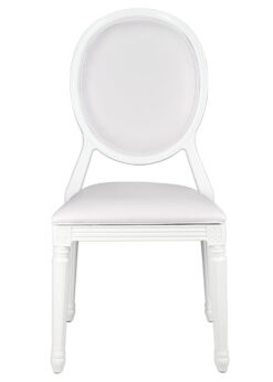 White Resin Louis Pop Chair with White Vinyl Seat and Back by Chivari CLPRWWW-ZG-T