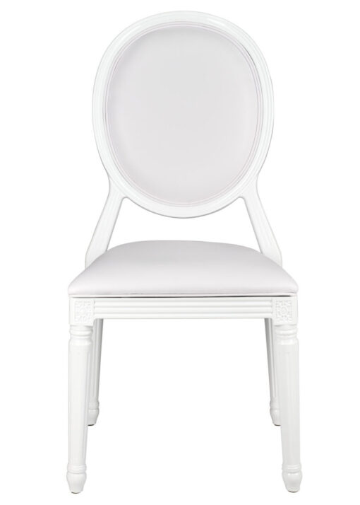 White Resin Louis Pop Chair with White Vinyl Seat and Back by Chivari CLPRWWW-ZG-T