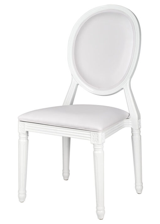 White Resin Louis Pop Chair with White Vinyl Seat and Back by Chivari CLPRWWW-ZG-T