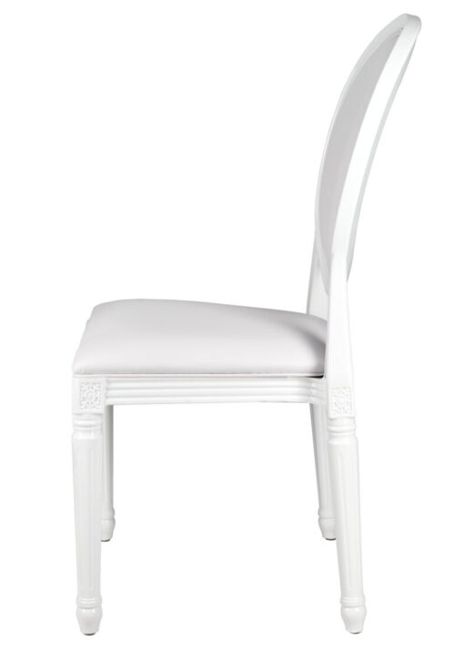 White Resin Louis Pop Chair with White Vinyl Seat and Back by Chivari CLPRWWW-ZG-T