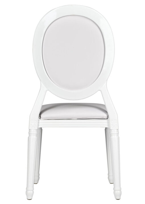 White Resin Louis Pop Chair with White Vinyl Seat and Back by Chivari CLPRWWW-ZG-T