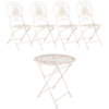 4 Chairs and 1 Table Kit – Four(4) Antique White Round Seat with Back Barcelona Bistro Chair | One (1) 28″ Antique White Iron Barcelona Bistro Table KIT-BBSET-4CH1TB-WHRD