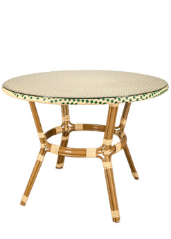 Beige on Green Light Pipe Bistro Table 40″ PE Rattan by Chivari TBTPBG-KT-AX-T