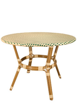 Beige on Green Light Pipe Bistro Table 40″ PE Rattan by Chivari TBTPBG-KT-AX-T