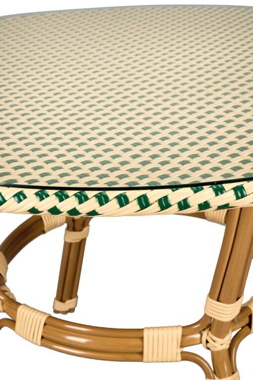 Beige on Green Light Pipe Bistro Table 40″ PE Rattan by Chivari TBTPBG-KT-AX-T