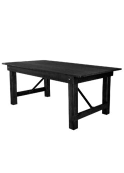 Black 6 Foot (72″ x 40″) Straight Leg Rectangle Wood Farmhouse Table by Chivari TFARMRT7240-BLACK-S-LEG-AX-T