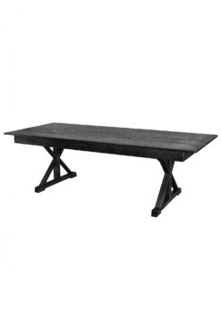 Black 8 Foot 96 x 40 Farm Table Rectangle X-Shape Leg TFARMRT9640-BLACK-X-LEG-AX-T