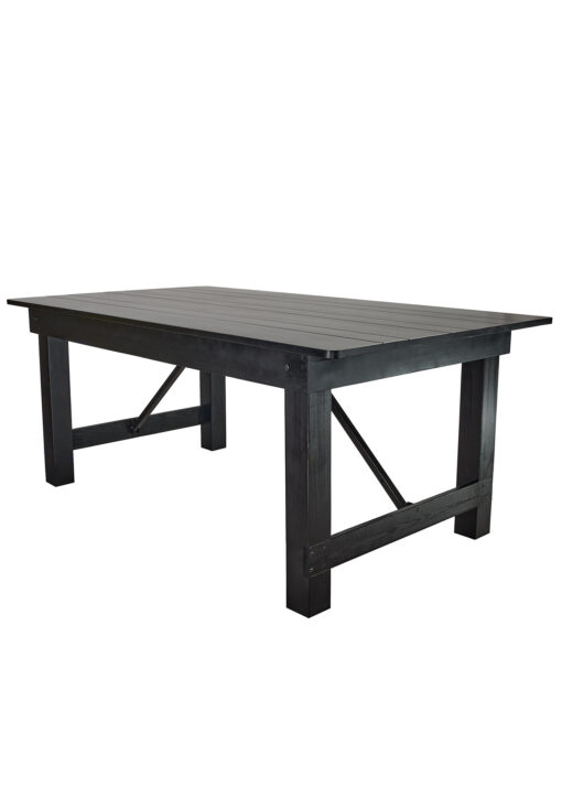 Black 6 Foot (72″ x 40″) Straight Leg Rectangle Wood Farmhouse Table by Chivari TFARMRT7240-BLACK-S-LEG-AX-T