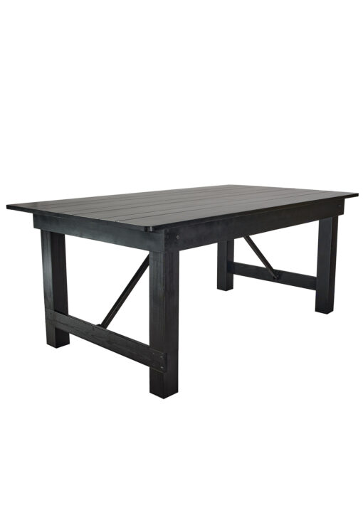 Black 6 Foot (72″ x 40″) Straight Leg Rectangle Wood Farmhouse Table by Chivari TFARMRT7240-BLACK-S-LEG-AX-T