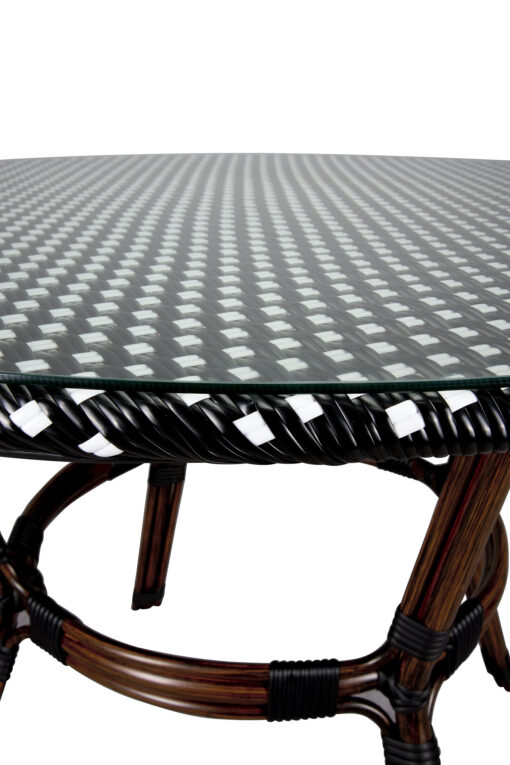 Black on White Dark Pipe Bistro Table 40" PE Rattan TBTPBLA-KT-AX-T