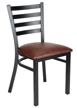 Bundle Restaurant Ladder Chair with Black Frame and Brown Vinyl Seat CLMBVBR-ZF-KT