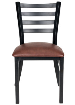 Bundle Restaurant Ladder Chair with Black Frame and Brown Vinyl Seat CLMBVBR-ZF-KT