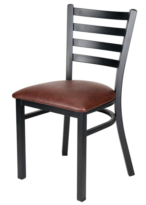 Bundle Restaurant Ladder Chair with Black Frame and Brown Vinyl Seat CLMBVBR-ZF-KT