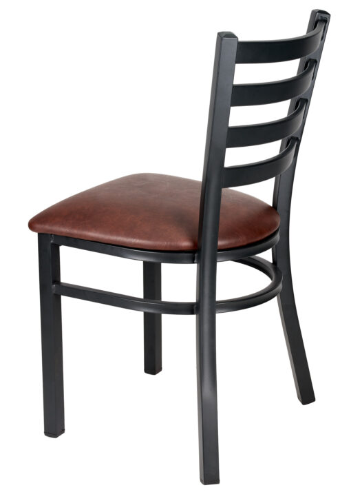 Bundle Restaurant Ladder Chair with Black Frame and Brown Vinyl Seat CLMBVBR-ZF-KT