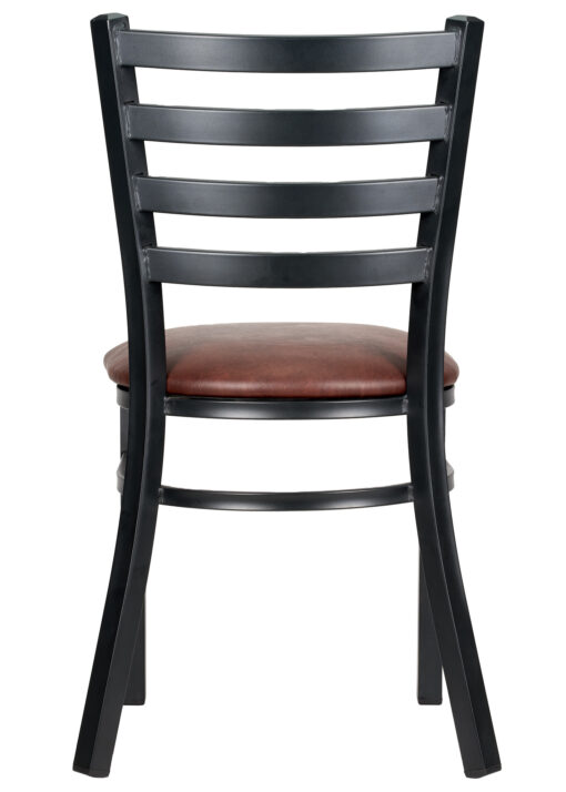 Bundle Restaurant Ladder Chair with Black Frame and Brown Vinyl Seat CLMBVBR-ZF-KT