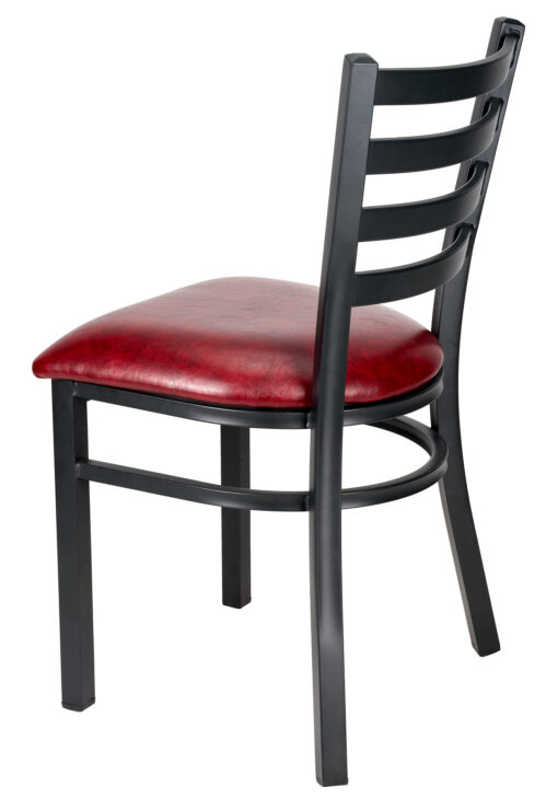 Bundle Restaurant Ladder Chair with Black Frame and Burgundy Vinyl Seat CLMBVBU-ZF-KT