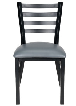 Bundle Restaurant Ladder Chair with Black Frame and Dark Gray Vinyl Seat CLMBVDG-ZF-KT