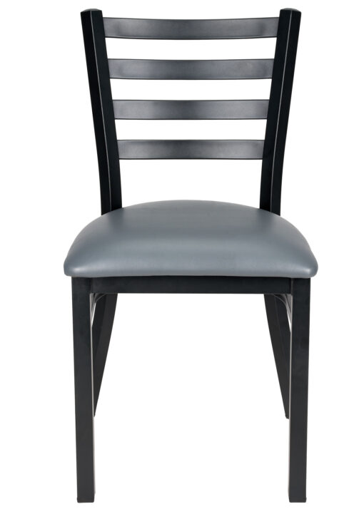 Bundle Restaurant Ladder Chair with Black Frame and Dark Gray Vinyl Seat CLMBVDG-ZF-KT