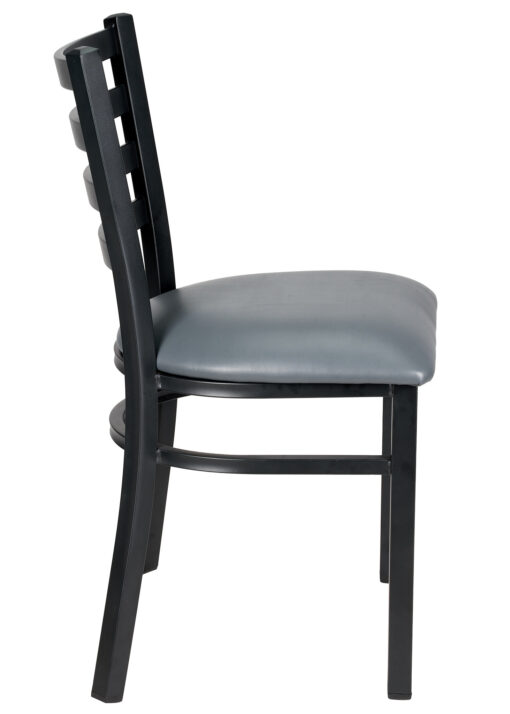 Bundle Restaurant Ladder Chair with Black Frame and Dark Gray Vinyl Seat CLMBVDG-ZF-KT