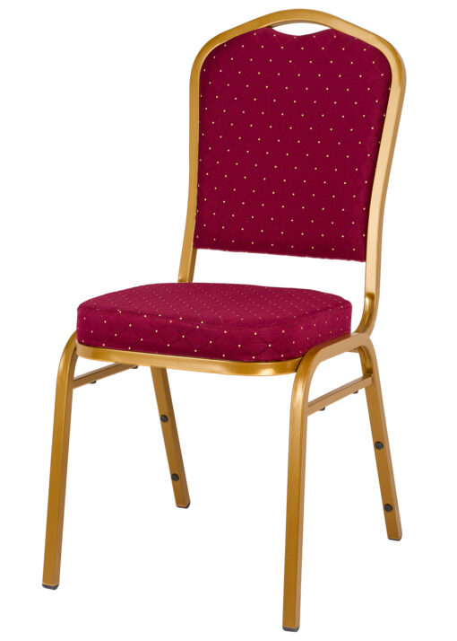 Red Fabric with Gold Dots on Frame Crown Banquet Chair CQCFRD-ZF-T