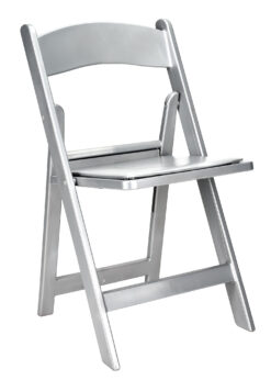 Silver with Silver Vinyl Cushion Resin Folding Chair CFRS-AX-T