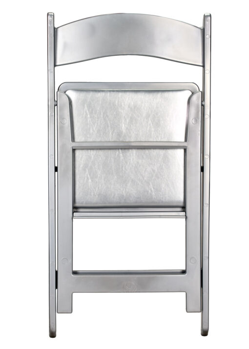 Silver with Silver Vinyl Cushion Resin Folding Chair by Chivari CFRS-AX-T