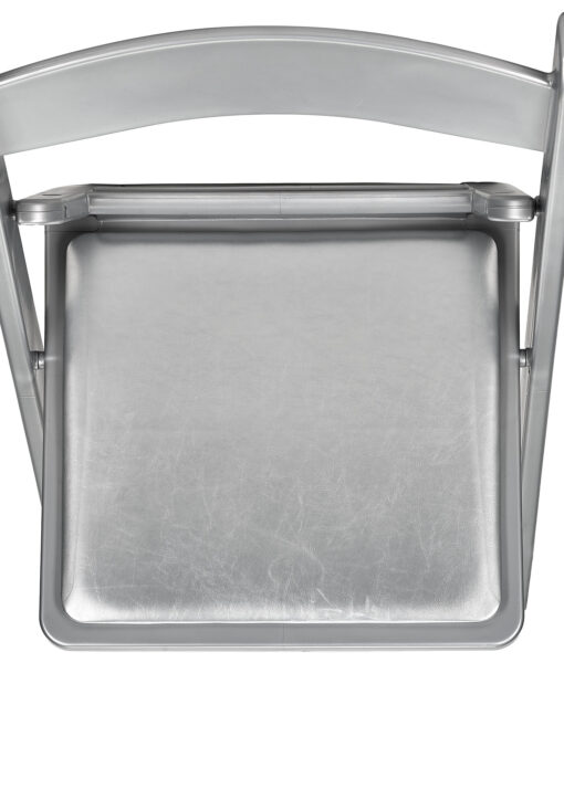 Silver with Silver Vinyl Cushion Resin Folding Chair by Chivari CFRS-AX-T