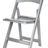 Silver with Silver Vinyl Cushion Resin Folding Chair by Chivari CFRS-AX-T