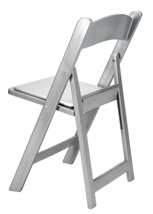 Silver with Silver Vinyl Cushion Resin Folding Chair by Chivari CFRS-AX-T