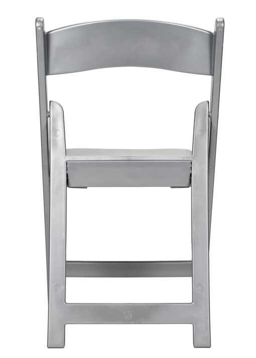 Silver with Silver Vinyl Cushion Resin Folding Chair by Chivari CFRS-AX-T